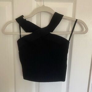 Aritzia Black Asymmetrical Bustier Crop Top